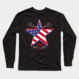 Big Star In Us Flag Colors For Veterans Day Long Sleeve T-Shirt